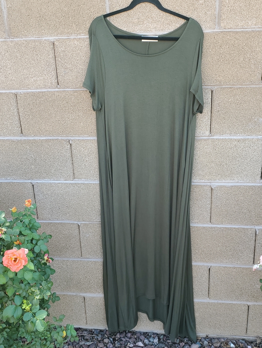 Leibl '38 Olive Green Short Sleeve Maxi Dress
